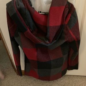 Exhilaration medium plaid hooded coat